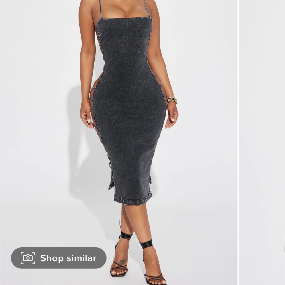 Denim Black Wash Midi Dress